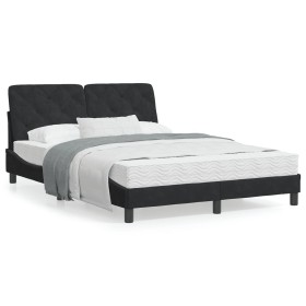 Letto con Materasso Nero 120x200 cm in Velluto