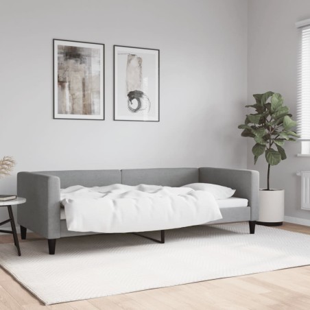 Letto da Giorno Grigio Chiaro 90x200 cm in Tessuto