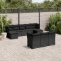 Set Divani da Giardino 10pz con Cuscini in Polyrattan Nero