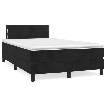 Letto a Molle con Materasso e LED Nero 120x190 cm in Velluto