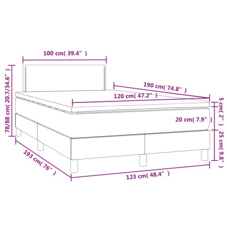 Letto a Molle con Materasso e LED Nero 120x190 cm in Velluto