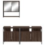 Set Mobili da Bagno 3 pz Rovere Marrone in Legno Multistrato