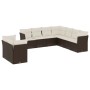 Set Divani da Giardino 9pz con Cuscini Marrone in Polyrattan