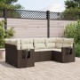 Set Divano da Giardino 6 pz con Cuscini Marrone in Polyrattan