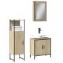 Set Mobili da Bagno 3 pz Rovere Sonoma in Legno Multistrato