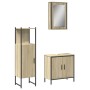 Set Mobili da Bagno 3 pz Rovere Sonoma in Legno Multistrato