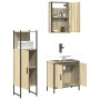 Set Mobili da Bagno 3 pz Rovere Sonoma in Legno Multistrato