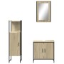 Set Mobili da Bagno 3 pz Rovere Sonoma in Legno Multistrato