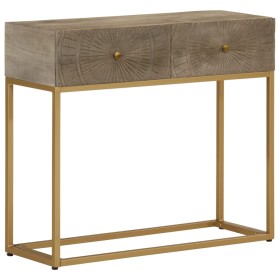 Tavolo Consolle 90x30x76 cm in Legno Massello di Mango e Ferro