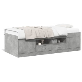 Divano Letto con Cassetti Grigio Cemento 100x200 cm Multistrato