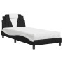 Letto con Materasso Nero e Bianco 90x200 cm in Similpelle