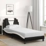 Letto con Materasso Nero e Bianco 90x200 cm in Similpelle