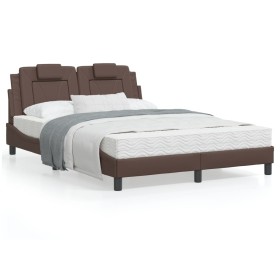 Letto con Materasso Marrone 120x200cm in Similpelle