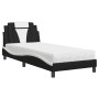 Letto con Materasso Nero e Bianco 80x200 cm in Similpelle