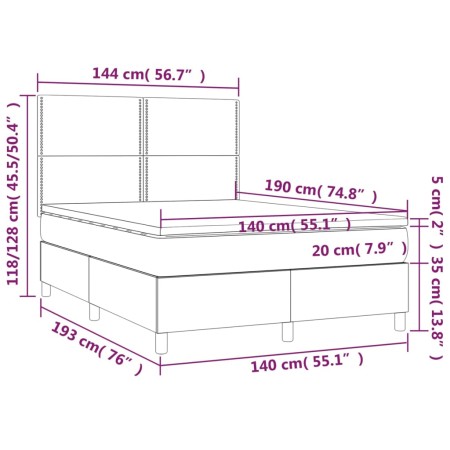 Giroletto a Molle con Materasso Marrone Scuro 140x190cm Tessuto