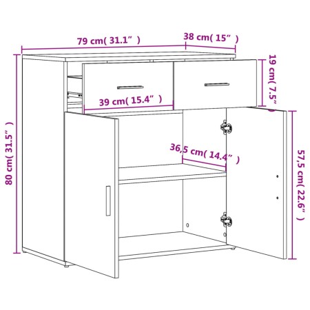 Credenza Nera 79x38x80 cm in Legno Multistrato