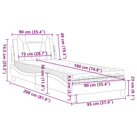 Letto con Materasso Cappuccino 90x190 cm Similpelle