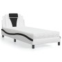 Letto con Materasso Bianco e Nero 90x190 cm in Similpelle