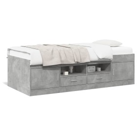 Divano Letto con Cassetti Grigio Cemento 75x190 cm Multistrato