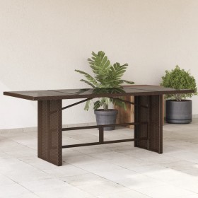 Tavolo Giardino Piano Vetro Marrone 190x80x74cm Polyrattan