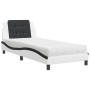 Letto con Materasso Bianco e Nero 90x190 cm in Similpelle