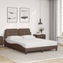 Letto con Materasso Marrone 140x190cm in Similpelle