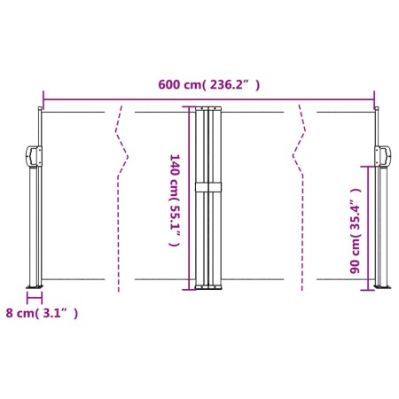 Tenda da Sole Laterale Retrattile Antracite 140x600 cm