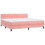 Giroletto a Molle con Materasso Rosa 200x200 cm in Velluto