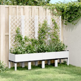 Fioriera da Giardino con Traliccio Bianco 160x40x142 cm in PP