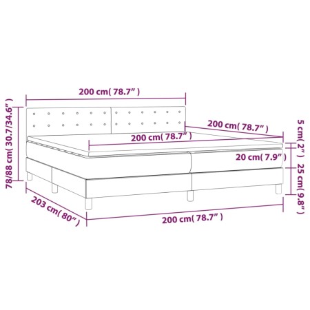 Giroletto a Molle con Materasso Grigio Chiaro 200x200cm Velluto