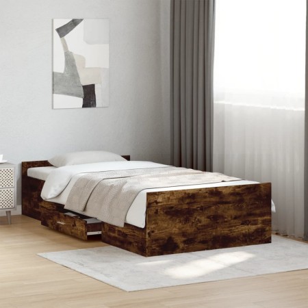 Giroletto con Cassetti Rovere Fumo 75x190 cm Legno Multistrato