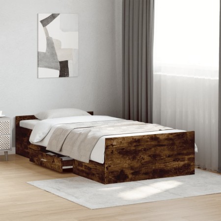 Giroletto con Cassetti Rovere Fumo 90x200 cm Legno Multistrato