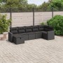 Set Divani da Giardino con Cuscini 7pz Nero Polyrattan