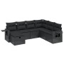 Set Divani da Giardino con Cuscini 7pz Nero Polyrattan