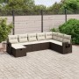 Set Divani da Giardino 8 pz con Cuscini Marrone in Polyrattan