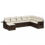 Set Divani da Giardino 8 pz con Cuscini Marrone in Polyrattan