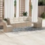 Set Divano da Giardino 6 pz con Cuscini Beige in Polyrattan