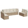 Set Divano da Giardino 8 pz con Cuscini Beige in Polyrattan