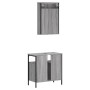 Set Mobili da Bagno 2 pz Grigio Sonoma in Legno Multistrato