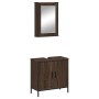 Set Mobili da Bagno 2 pz Rovere Marrone in Legno Multistrato