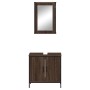 Set Mobili da Bagno 2 pz Rovere Marrone in Legno Multistrato