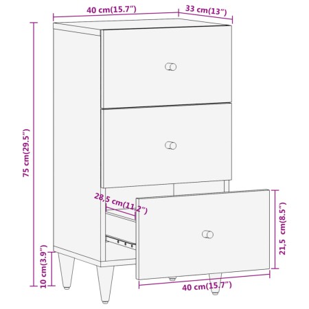 Credenza 40x33x75 cm in Legno Massello di Mango