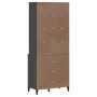 Credenza VIKEN Grigio Antracite 80x40x190cm Legno Massello Pino