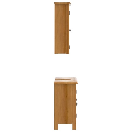 Set Mobili da Bagno 2 pz in Legno Massello di Pino