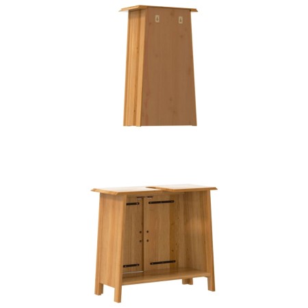 Set Mobili da Bagno 2 pz in Legno Massello di Pino