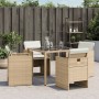 Sedie da Giardino con Cuscini 4 pz Beige in Polyrattan