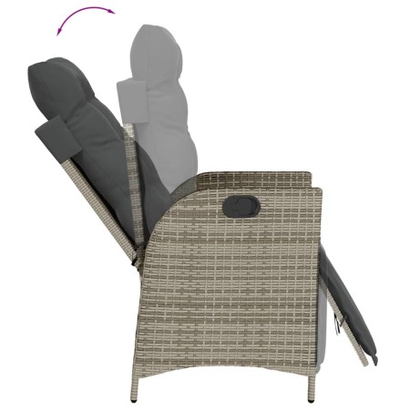 Set da Pranzo da Giardino 9 pz con Cuscini in Polyrattan Grigio