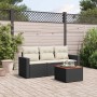 Set Divani da Giardino 4 pz con Cuscini Nero in Polyrattan