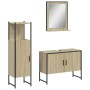 Set di Mobili da Bagno 3 pz Rovere Sonoma in Legno Multistrato