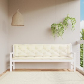 Cuscini Panca Giardino 2pz Bianco Crema 200x50x7 Tessuto Oxford